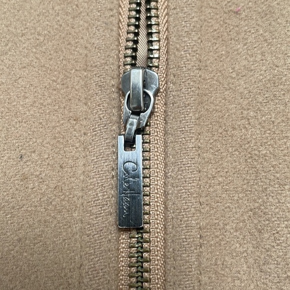 Cole Haan wool blend military trench coat jacket beige tan zipper size 4 - Picture 6 of 14